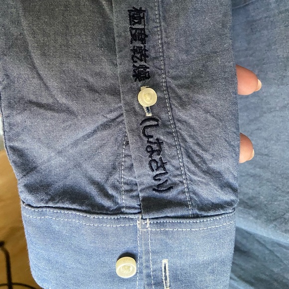 Superdry Button Down Chambray Long Sleeve Sz M - Picture 9 of 10